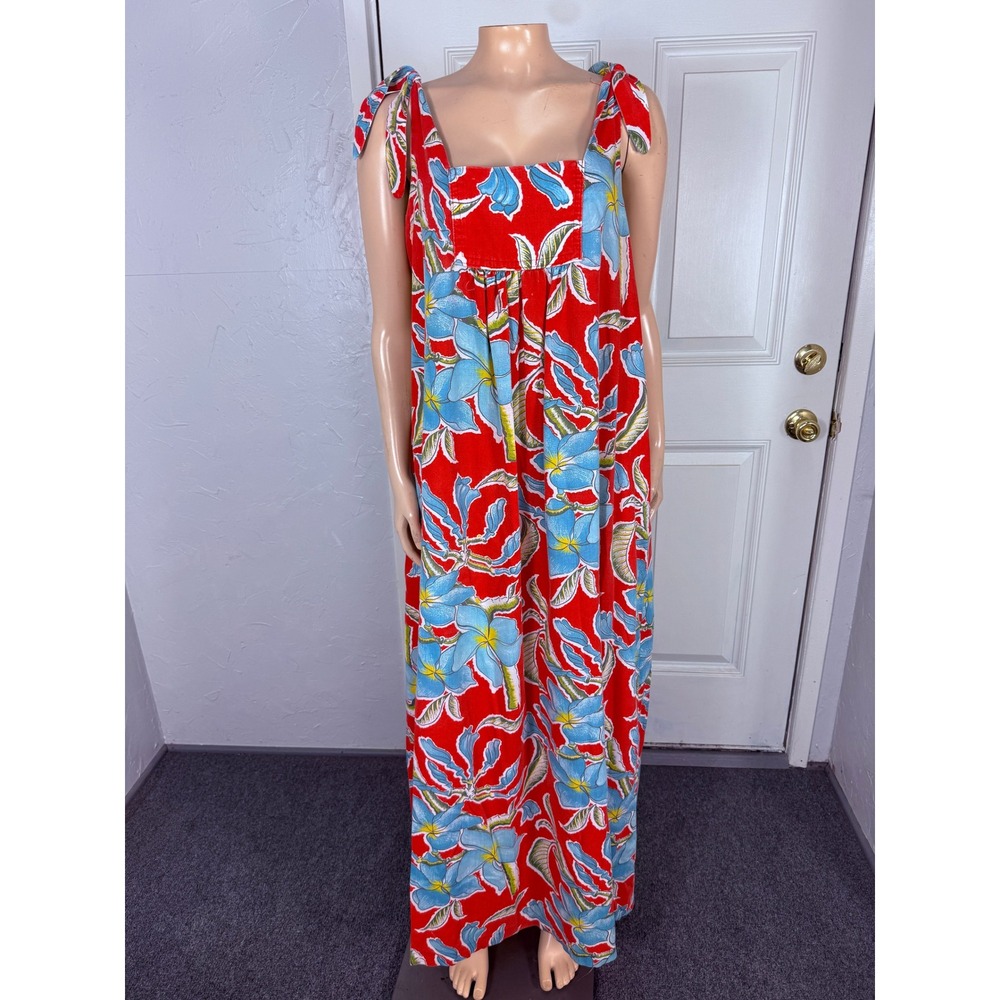 Vintage 70s 80s Handmade Women's Dress Cotton Hawaiian Floral Muumuu B3-13